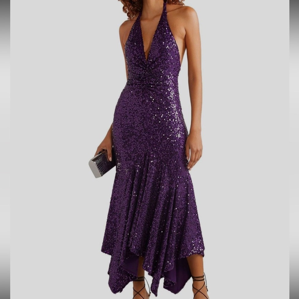 Michael Kors Purple Sequin Backless Dress